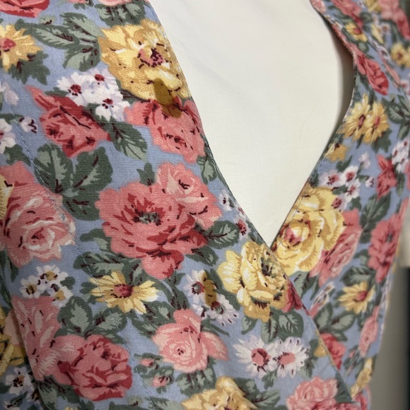 Vintage 80s Floral Cottagecore Short Sleeve Blousey A Line Midi Dress - Picture 8 of 10